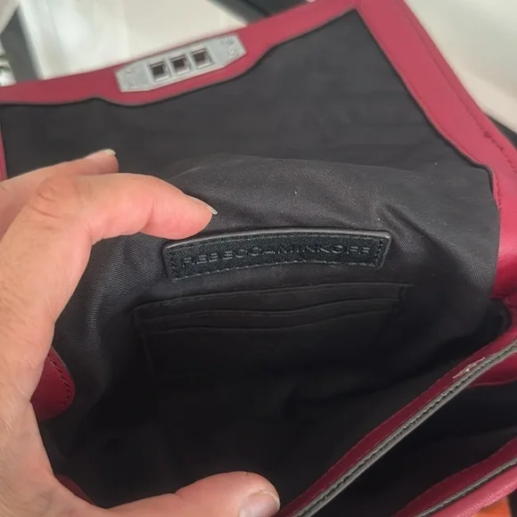 REBECCA MINKOFF Quilted Red Leather Crossbody Bag Classic Designer Purse - Picture 6 of 8